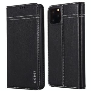 For iPhone 11 GEBEI Top-grain Leather Horizontal Flip Protective Case with Holder & Card Slots(Black) (GEBEI) (OEM)