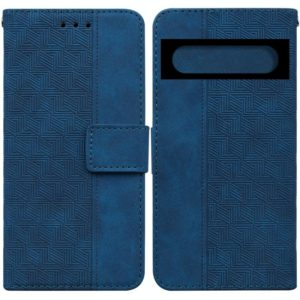 For Google Pixel 7 Pro 5G Geometric Embossed Leather Phone Case(Blue) (OEM)