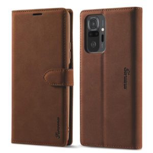 For Xiaomi Redmi Note 10 Forwenw F1 Series Matte Strong Magnetism Horizontal Flip Leather Case with Holder & Card Slots & Wallet & Photo Frame(Brown) (Forwenw) (OEM)