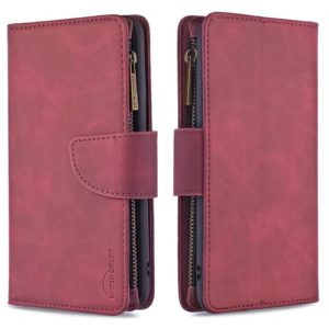 For Samsung Galaxy Note20 Ultra Skin Feel Detachable Magnetic Zipper Horizontal Flip PU Leather Case with Multi-Card Slots & Holder & Wallet & Photo Frame & Lanyard(Red) (OEM)