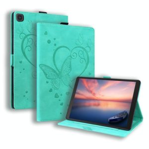 For Samsung Galaxy Tab A 8.0 (2019) SM-T290 SM-T295 Love Butterfly Pattern Horizontal Flip Leather Case with Holder(Green) (OEM)