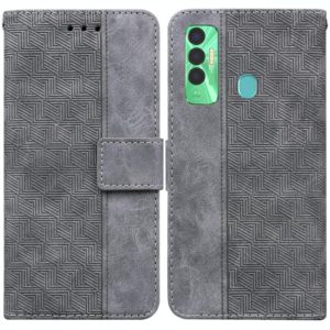 For Tecno Spark 7P Geometric Embossed Leather Phone Case(Grey) (OEM)