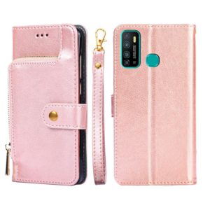 For Infinix Hot 9/Note 7 Lite/X655C Zipper Bag Leather Phone Case(Rose Gold) (OEM)