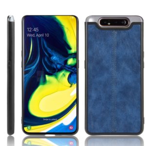For Galaxy A80/A90 Shockproof Sewing Cow Pattern Skin PC + PU + TPU Case(Blue) (OEM)