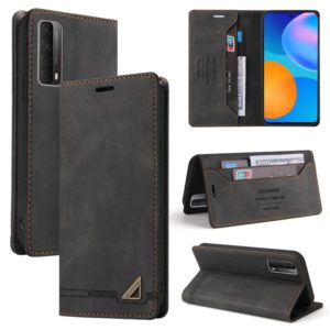 For Huawei P Smart 2021 Skin Feel Anti-theft Brush Horizontal Flip Leather Case with Holder & Card Slots & Wallet(Black) (OEM)