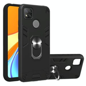 For Xiaomi Redmi 9C Armour Series PC + TPU Protective Case with Ring Holder(Black) (OEM)
