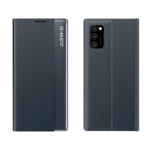 For Samsung Galaxy A02 Plain Texture Cloth Attraction Flip Holder Leather Phone Case(Dark Blue) (OEM)