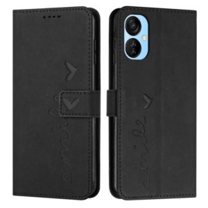 For Tecno Spark 9T Skin Feel Heart Pattern Leather Phone Case(Black) (OEM)