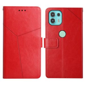For Motorola Edge 20 Lite Y Stitching Horizontal Flip Leather Phone Case with Holder & Card Slots & Wallet & Photo Frame(Red) (OEM)