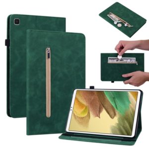 For Samsung Galaxy Tab A7 Lite T220 Skin Feel Solid Color Zipper Leather Tablet Case(Green) (OEM)
