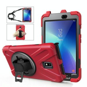 For Samsung Galaxy Tab Active 2 8.0 T390/T395/T397 Shockproof Colorful Silicone + PC Protective Case with Holder & Hand Grip Strap & Pen Slot(Red) (OEM)