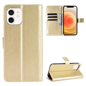 For iPhone 12 mini Crazy Horse Texture Horizontal Flip Leather Case with Holder & Card Slots & Wallet & Lanyard (Gold) (OEM)