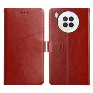 For Huawei nova 8i Y Stitching Horizontal Flip Leather Phone Case(Brown) (OEM)