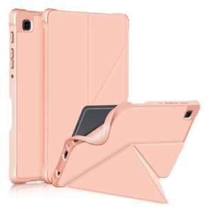 For Samsung Galaxy Tab A7 Lite 8.7 T220 / T225 Multi-folding Horizontal Flip PU Leather Shockproof Case with Holder(Rose Gold) (OEM)
