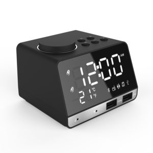 K11 Creative LED Bluetooth 4.2 Speaker Alarm Clock Music Display Radio(Black) (OEM)