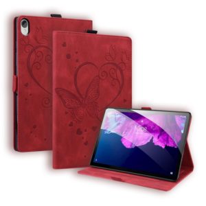 For Lenovo Tab P11 TB-J606F Love Butterfly Pattern Horizontal Flip Leather Case with Holder(Red) (OEM)