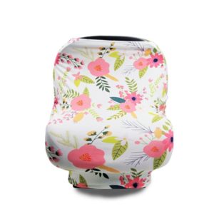 Multifunctional Enlarged Stroller Windshield Breastfeeding Towel Baby Seat Cover(Leaf Flowers) (OEM)