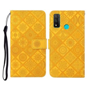 For Huawei P smart 2020 Ethnic Style Embossed Pattern Horizontal Flip Leather Case with Holder & Card Slots & Wallet & Lanyard(Yellow) (OEM)
