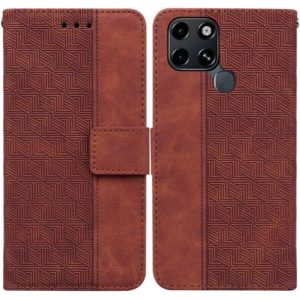 For Infinix Smart 6 Geometric Embossed Leather Phone Case(Brown) (OEM)