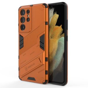 For Samsung Galaxy S21 Ultra 5G Punk Armor 2 in 1 PC + TPU Shockproof Case with Invisible Holder(Orange) (OEM)