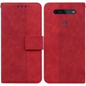 For LG K41S / K51S Geometric Embossed Leather Phone Case(Red) (OEM)