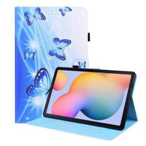 For Samsung Galaxy Tab S6 Lite SM-P610 / SM-P615 Animal Pattern Horizontal Flip Leather Case with Holder & Card Slots & Photo Frame & Sleep / Wake-up Function(Blue Butterfly) (OEM)