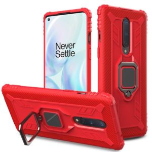 For OnePlus 7T Pro / 7 Pro Carbon Fiber Protective Case with 360 Degree Rotating Ring Holder(Red) (OEM)