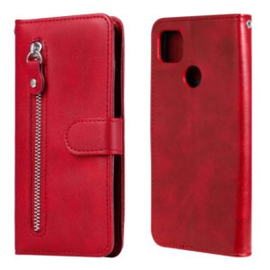 For Xiaomi Redmi 9C Fashion Calf Texture Zipper Horizontal Flip Leather Case with Stand & Card Slots & Wallet Function(Red) (OEM)