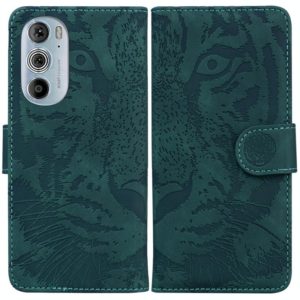 For Motorola Edge+ 2022 Tiger Embossing Pattern Horizontal Flip Leather Phone Case(Green) (OEM)