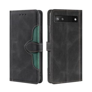 For Google Pixel 6a Skin Feel Straw Hat Magnetic Buckle Leather Phone Case(Black) (OEM)