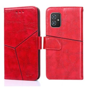 For Asus Zenfone 8 ZS590KS Geometric Stitching Horizontal Flip Leather Phone Case(Red) (OEM)