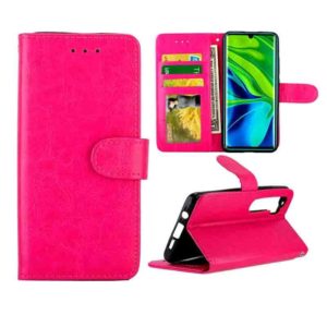 For Xiaomi Note10/CC9 Pro Crazy Horse Texture Leather Horizontal Flip Protective Case with Holder & Card Slots & Wallet & Photo Frame(Magenta) (OEM)