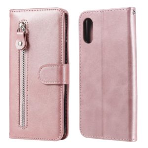 For Samsung Galaxy A02 / M02 (EU Version) Fashion Calf Texture Zipper Horizontal Flip Leather Case with Stand & Card Slots & Wallet(Rose Gold) (OEM)