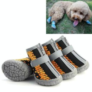 4 PCS / Set Breathable Non-slip Wear-resistant Dog Shoes Pet Supplies, Size: 4.3x4.8cm(Black Orange) (OEM)