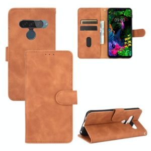 For LG G8s ThinQ Solid Color Skin Feel Magnetic Buckle Horizontal Flip Calf Texture PU Leather Case with Holder & Card Slots & Wallet(Brown) (OEM)