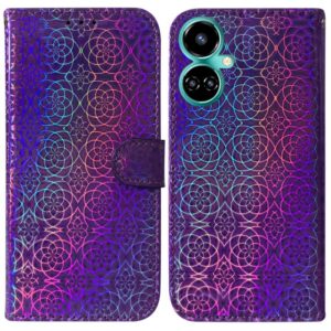 For Tecno Camon 19 Colorful Magnetic Buckle Leather Phone Case(Purple) (OEM)
