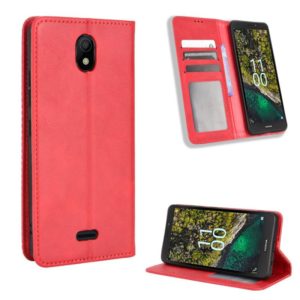 For Nokia C100 Magnetic Buckle Retro Texture Leather Phone Case(Red) (OEM)