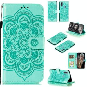 For Galaxy A11 Mandala Embossing Pattern Horizontal Flip PU Leather Case with Holder & Card Slots & Walle & Lanyard(Green) (OEM)