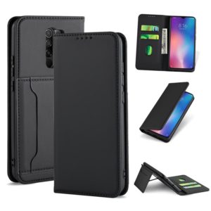For Xiaomi Redmi 9 Strong Magnetism Shockproof Horizontal Flip Liquid Feel Leather Case with Holder & Card Slots & Wallet(Black) (OEM)