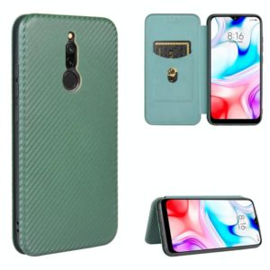 For Xiaomi Redmi 8 Carbon Fiber Texture Horizontal Flip TPU + PC + PU Leather Case with Card Slot(Green) (OEM)