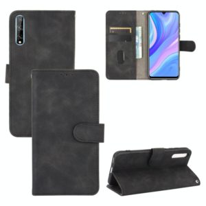 For Huawei Y8p / Enjoy 10s Solid Color Skin Feel Magnetic Buckle Horizontal Flip Calf Texture PU Leather Case with Holder & Card Slots & Wallet(Black) (OEM)