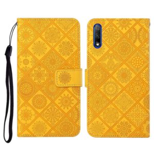 For Huawei Honor 9X / 9X Pro Ethnic Style Embossed Pattern Horizontal Flip Leather Case with Holder & Card Slots & Wallet & Lanyard(Yellow) (OEM)