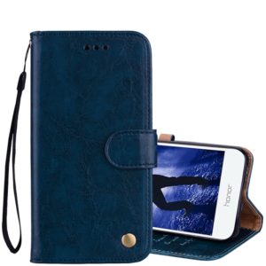 For Huawei Honor 6A Business Style Oil Wax Texture Horizontal Flip Leather Case with Holder & Card Slots & Hand Strap(Blue) (OEM)