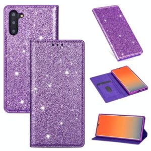 For Samsung Galaxy Note 10 Ultrathin Glitter Magnetic Horizontal Flip Leather Case with Holder & Card Slots(Purple) (OEM)