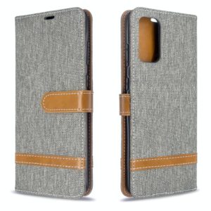 For Galaxy S20 Ultra Color Matching Denim Texture Horizontal Flip PU Leather Case with Holder & Card Slots & Wallet & Lanyard(Grey) (OEM)