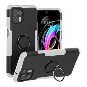 For Motorola Moto Edge 20 Lite Armor Bear Shockproof PC + TPU Phone Protective Case with Ring Holder(White) (OEM)