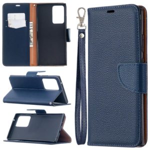 For Samsung Galaxy Note20 Ultra Litchi Texture Pure Color Horizontal Flip Leather Case with Holder & Card Slots & Wallet & Lanyard(Blue) (OEM)