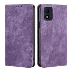 For Alcatel 1B 2022 RFID Anti-theft Brush Magnetic Leather Phone Case(Purple) (OEM)