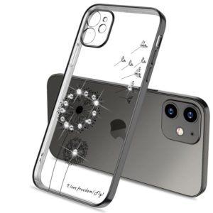 For iPhone 12 Ultra-thin Electroplating Dandelion Pattern Protective Case(Black) (OEM)