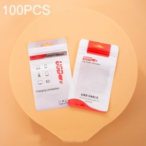100 PCS Data Cable Packaging Bag Plastic Sealing Bag, Size:8x14cm(Red) (OEM)